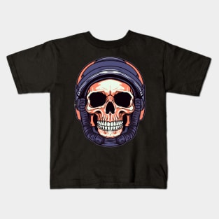 Skull with Helmet Kids T-Shirt